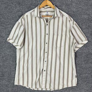 Kuhl Mens SZ XL Beige‎ Striped Short Sleeve Button-Down Shirt